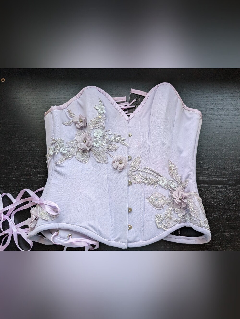 Lavender Corset with Flower Appliques